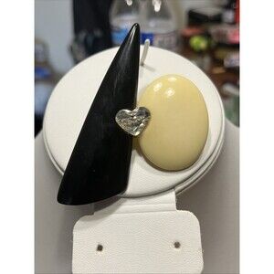 Vintage Signed WENDY GELL Heart Rhinestone & Lucite Geometric Brooch, 3"